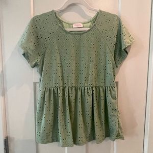 Pink Lily Green Blouse